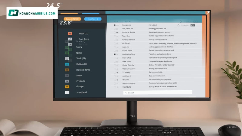 Hình ảnh sắc nét với tấm nền IPS 24.5 inch. Hình ảnh sắc nét với tấm nền IPS 24.5 inch.