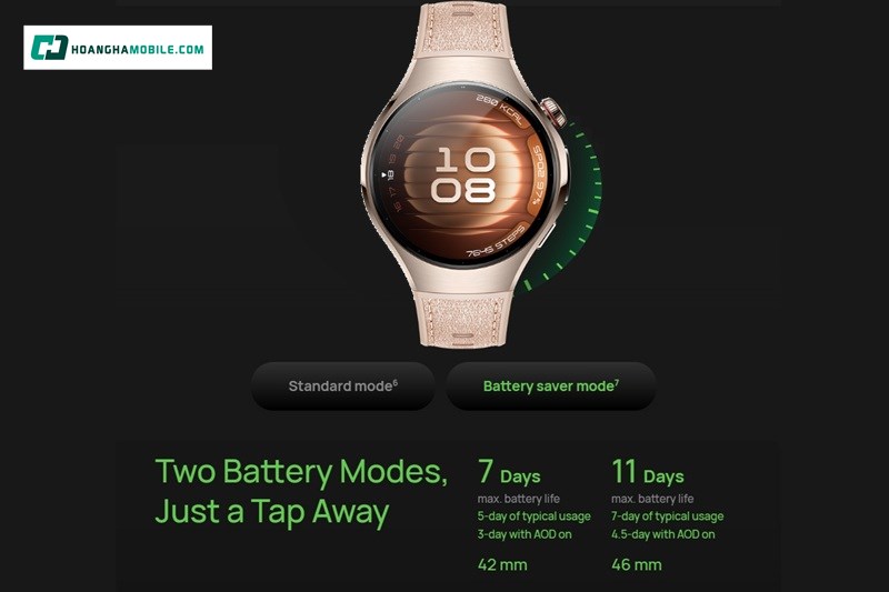 Huawei Watch 5 - 42mm có thời lượng pin dài đến 7 ngày với khả năng sạc không dây nhanh chóng Huawei Watch 5 - 42mm có thời lượng pin dài đến 7 ngày với khả năng sạc không dây nhanh chóng