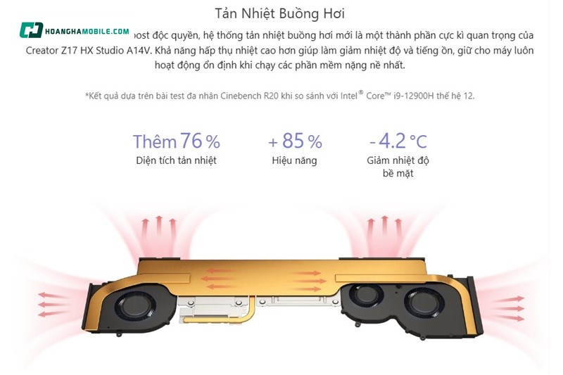 Làm mát tối ưu, duy trì hiệu suất cao. Làm mát tối ưu, duy trì hiệu suất cao.
