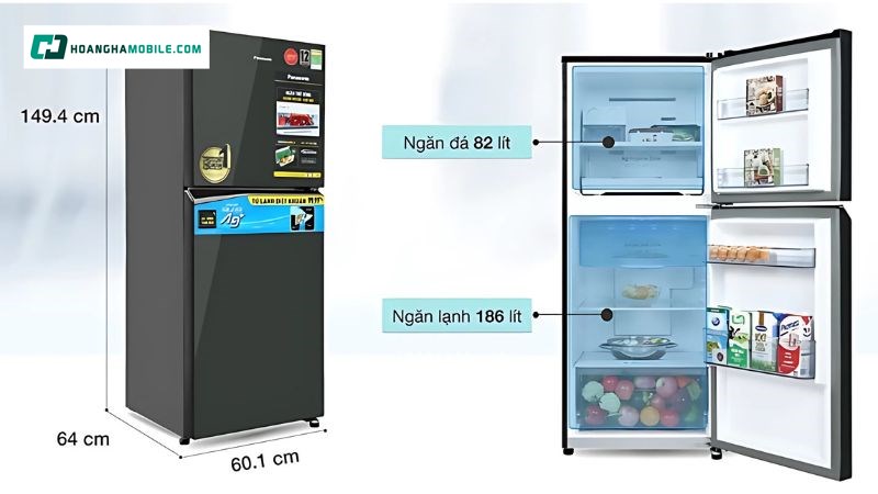 Tổng dung tích tủ lên đến 300 lít Tổng dung tích tủ lên đến 300 lít