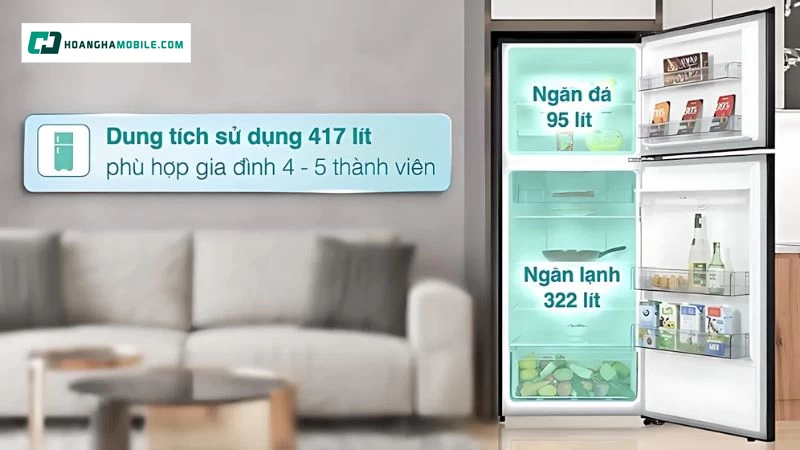Dung tích tổng 445 lít Dung tích tổng 445 lít