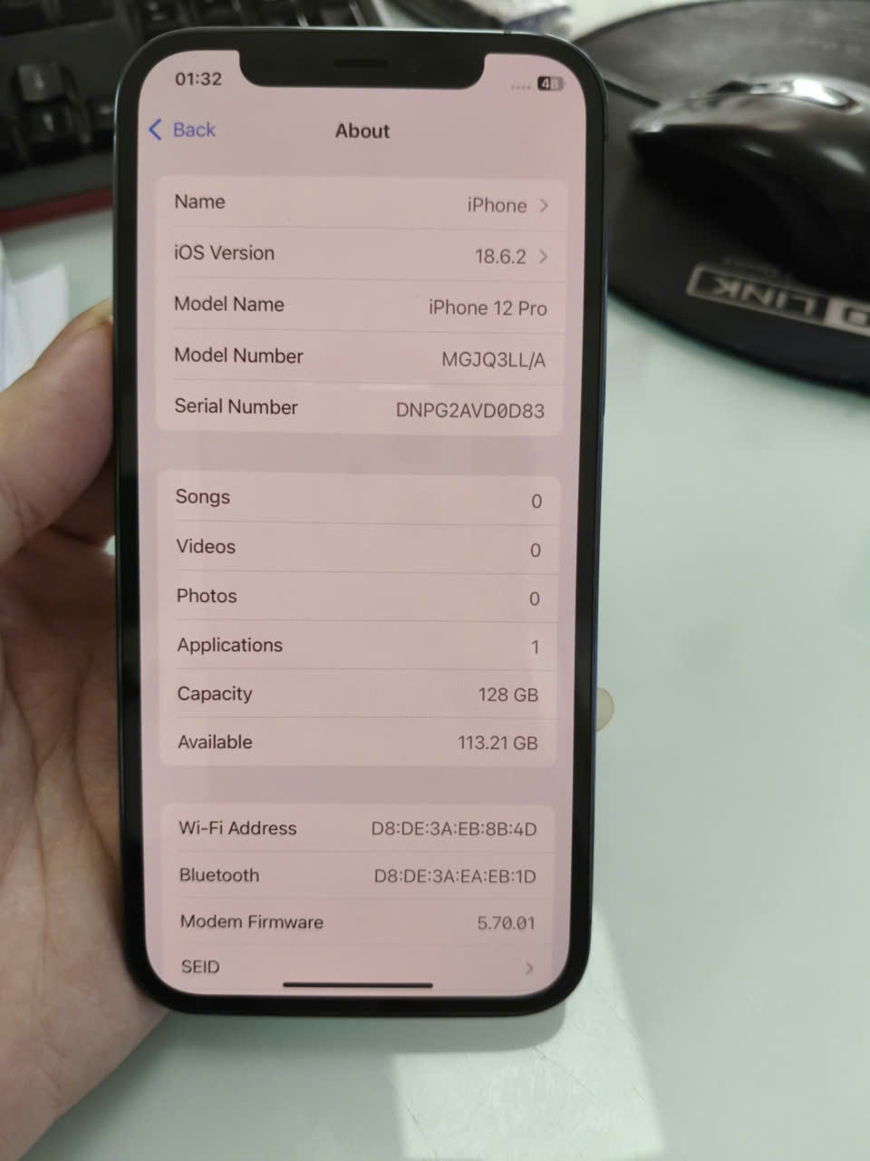 ĐTDĐ Apple iPhone 12 Pro 128GB Pacific Blue - Cũ - 354523338811220 - IP12P128CE