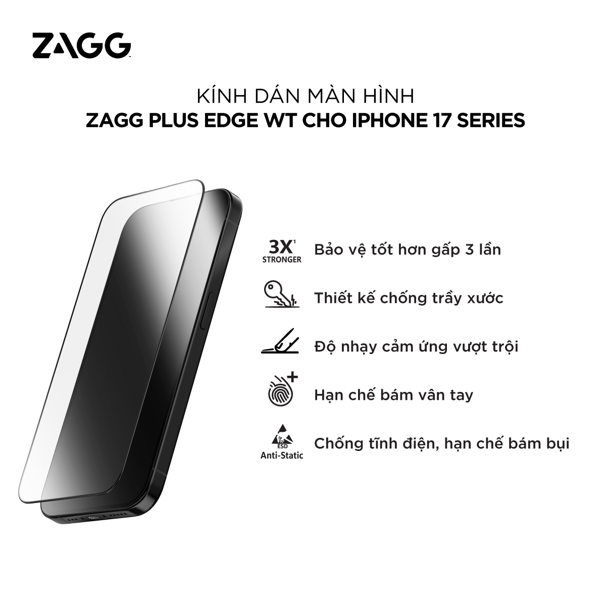 Dán cường lực ZAGG Elite Edge Privacy iPhone 17 Pro Max - 100119411