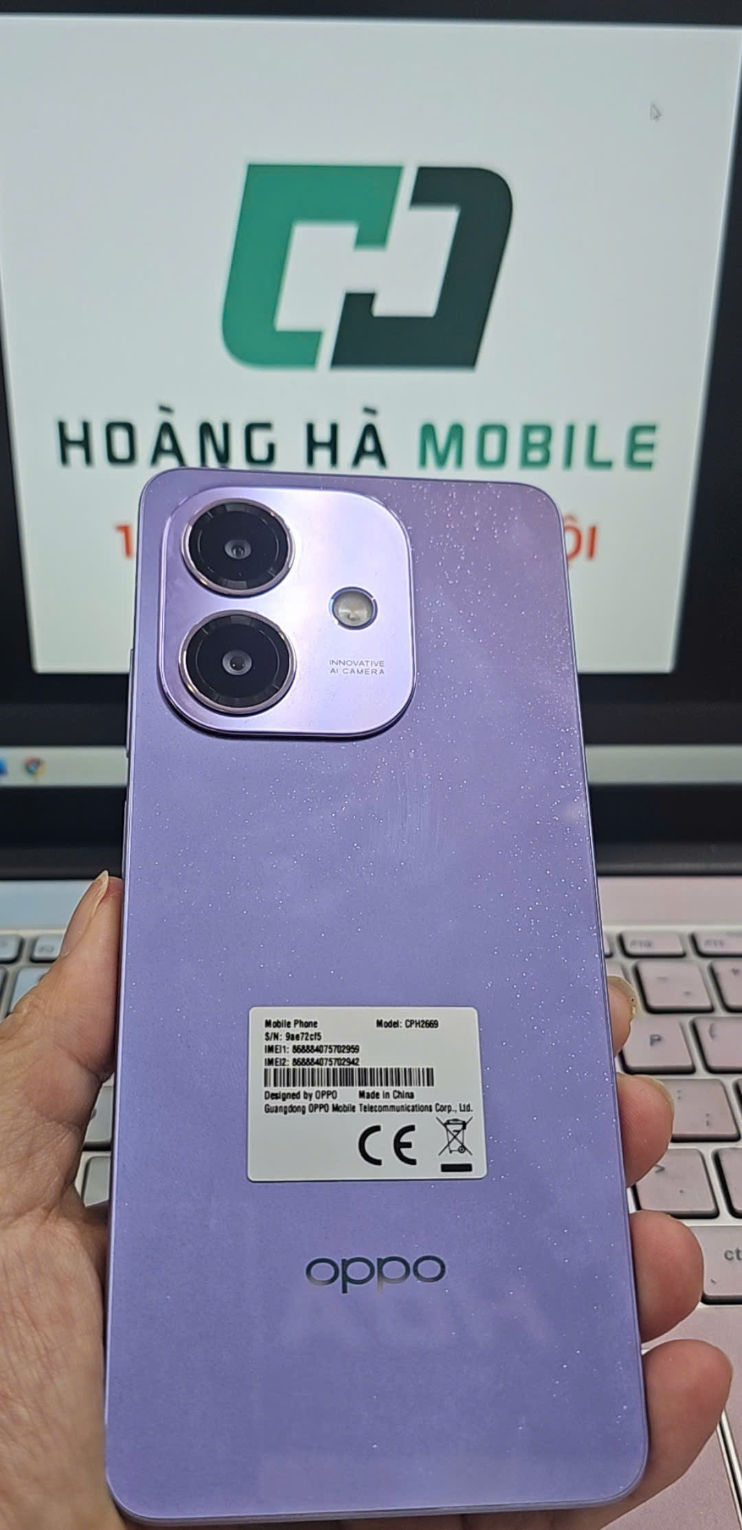 Điện thoại di động OPPO A3 - CPH2669, 6+128GB, Tím ánh sao - TBH