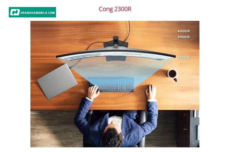 Màn hình cong 2300R với 38 inch. Màn hình cong 2300R với 38 inch.