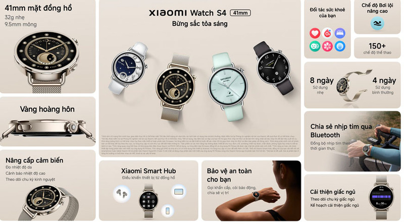 Xiaomi Watch S4 41mm tích hợp hơn 150 chế độ luyện tập chuyên nghiệp