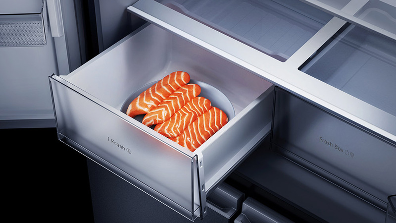 Tính năng ngăn đông mềm iFresh trên tủ lạnh Multi Door Xiaomi Mijia Inverter 510 lít MRC51HMPAVN - Bảo quản thịt cá không cần rã đông
