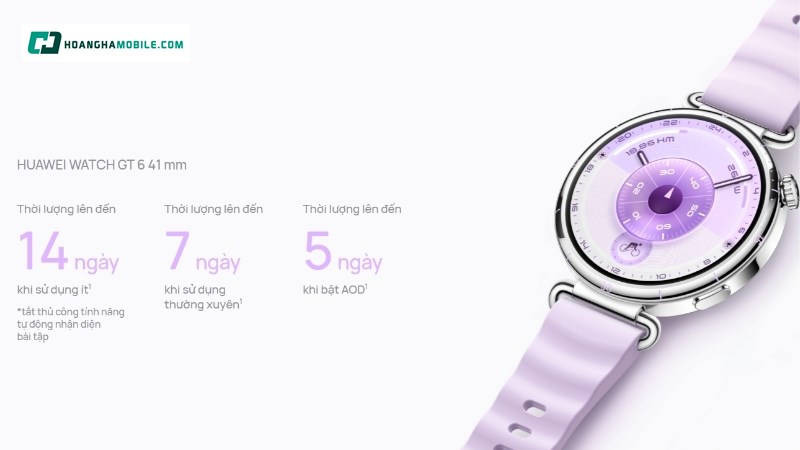 HUAWEI Watch GT 6 41mm có thời lượng pin ấn tượng lên đến 14 ngày, hỗ trợ sạc không dây tiện lợi HUAWEI Watch GT 6 41mm có thời lượng pin ấn tượng lên đến 14 ngày, hỗ trợ sạc không dây tiện lợi