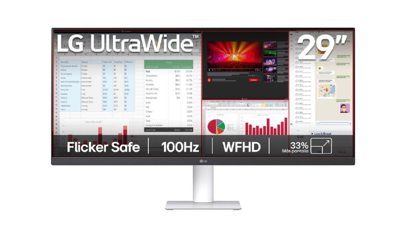 Thiết kế màn hình rộng 29 inch.