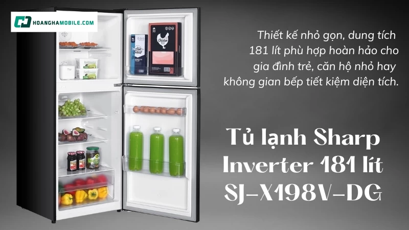 Tủ lạnh Sharp Inverter 181 lít SJ-X198V-DG. Tủ lạnh Sharp Inverter 181 lít SJ-X198V-DG.