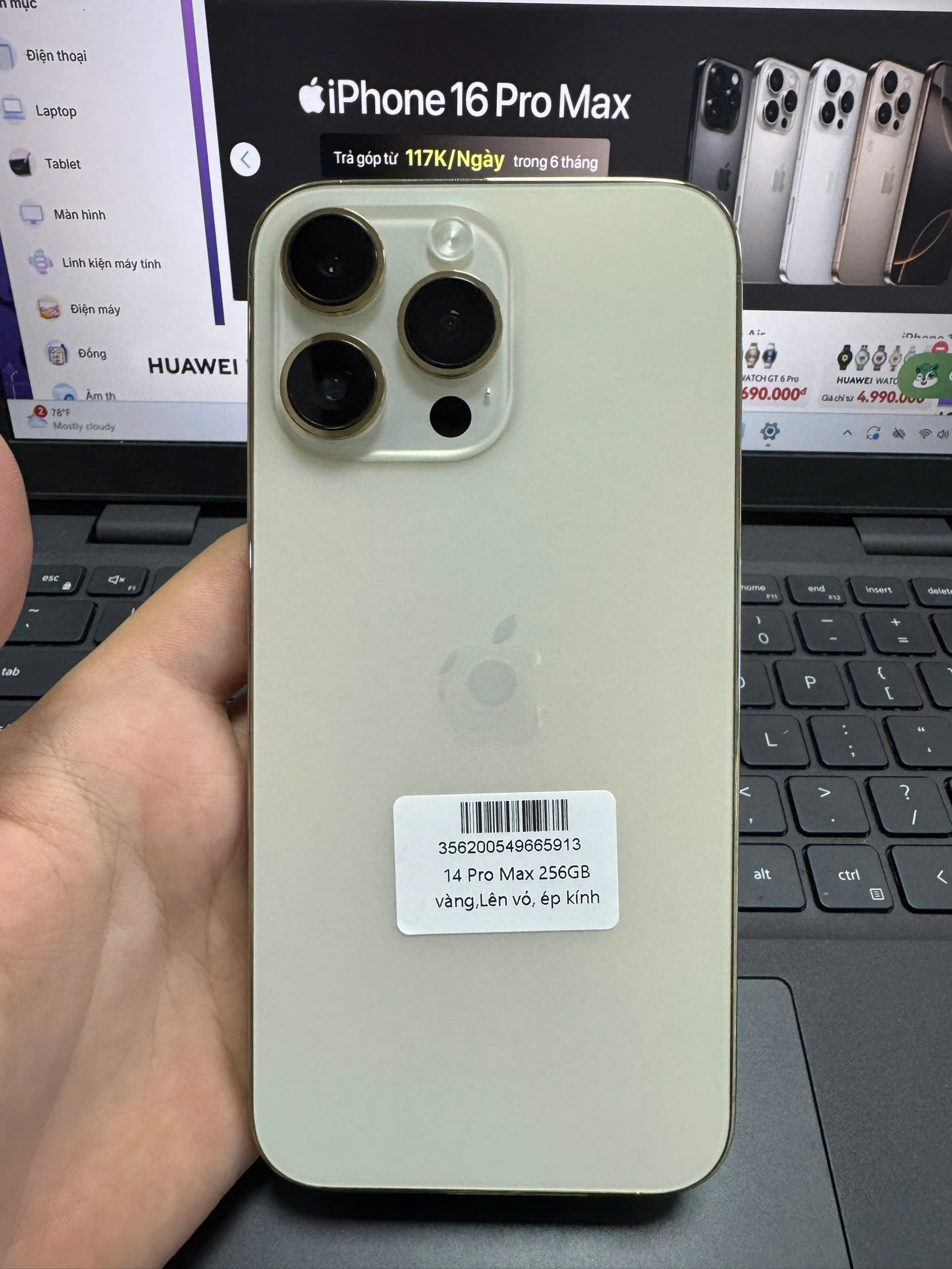 ĐTDĐ Apple iPhone 14 Pro Max 256GB Gold - Cũ 