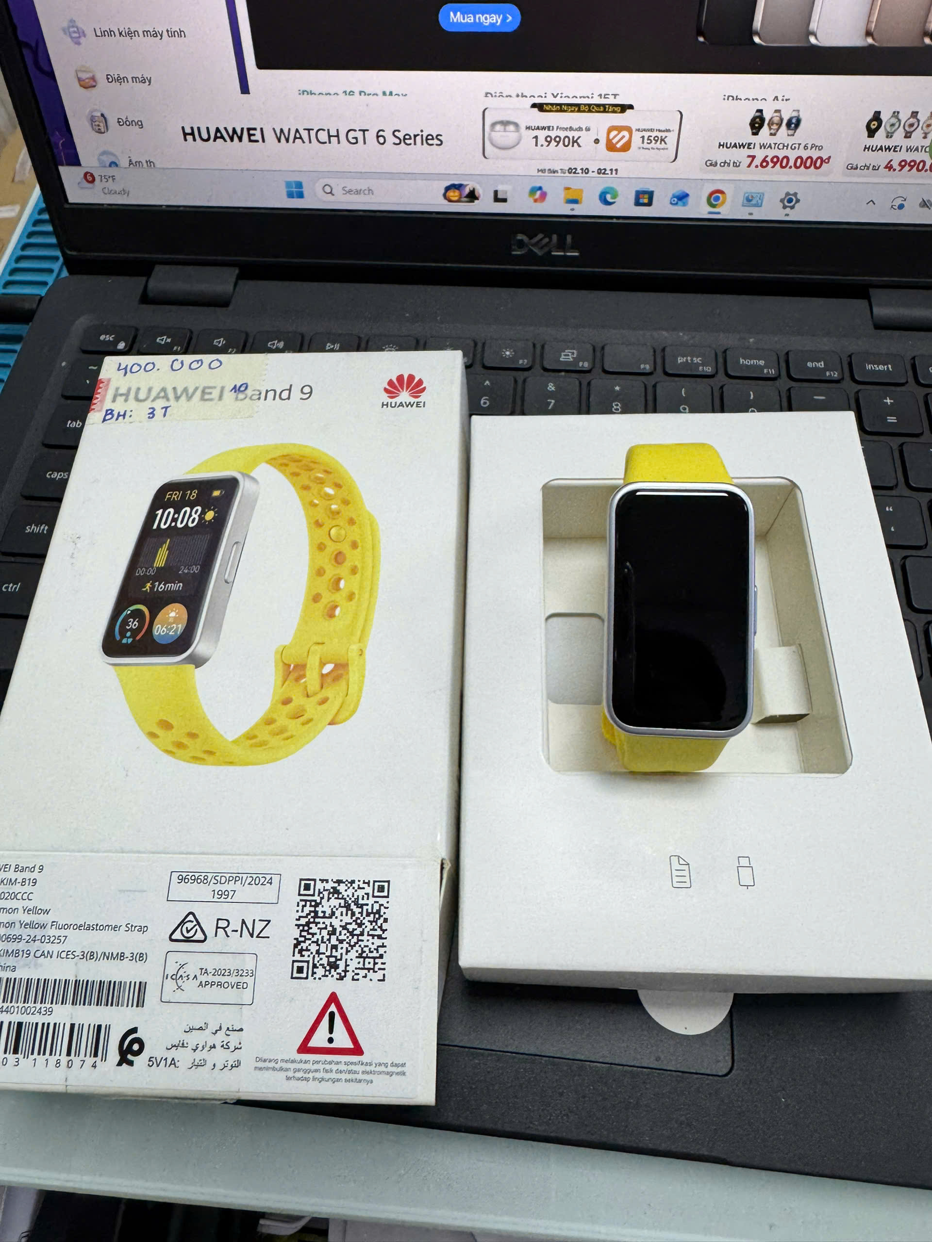 VÒNG ĐEO TAY THÔNG MINH (BAND) HUAWEI KIM-B19 Band 9/TN (Yellow)