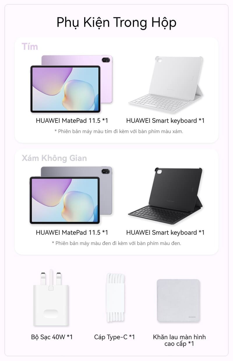 Phụ kiện trong hộp của máy tính bảng HUAWEI MatePad 11.5 PaperMatte