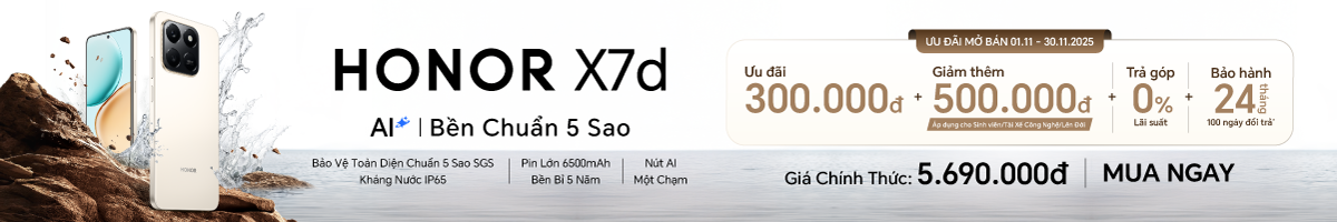 Điện thoại di động Honor X7d (8+256GB) Vàng (Desert Gold)