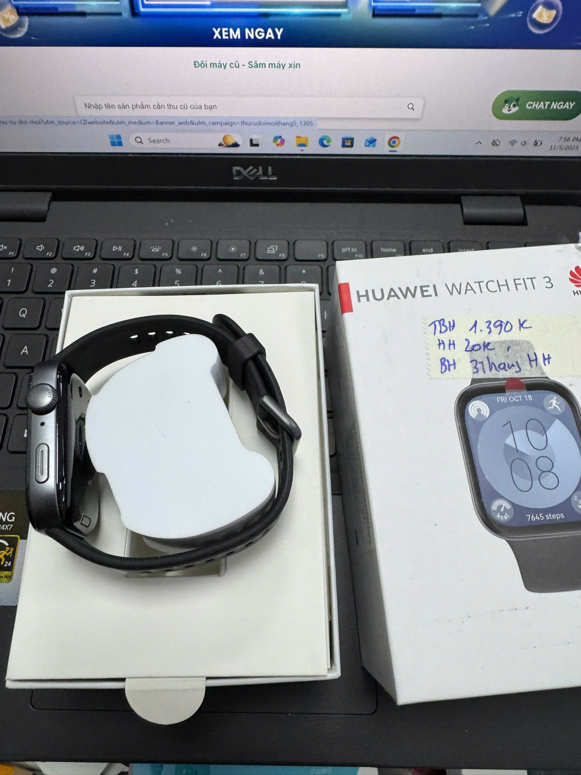 ĐỒNG HỒ THÔNG MINH (WATCH) HUAWEI SLO-B09 FIT 3/ĐEN Black ADU DEMO(6942103118593_DM