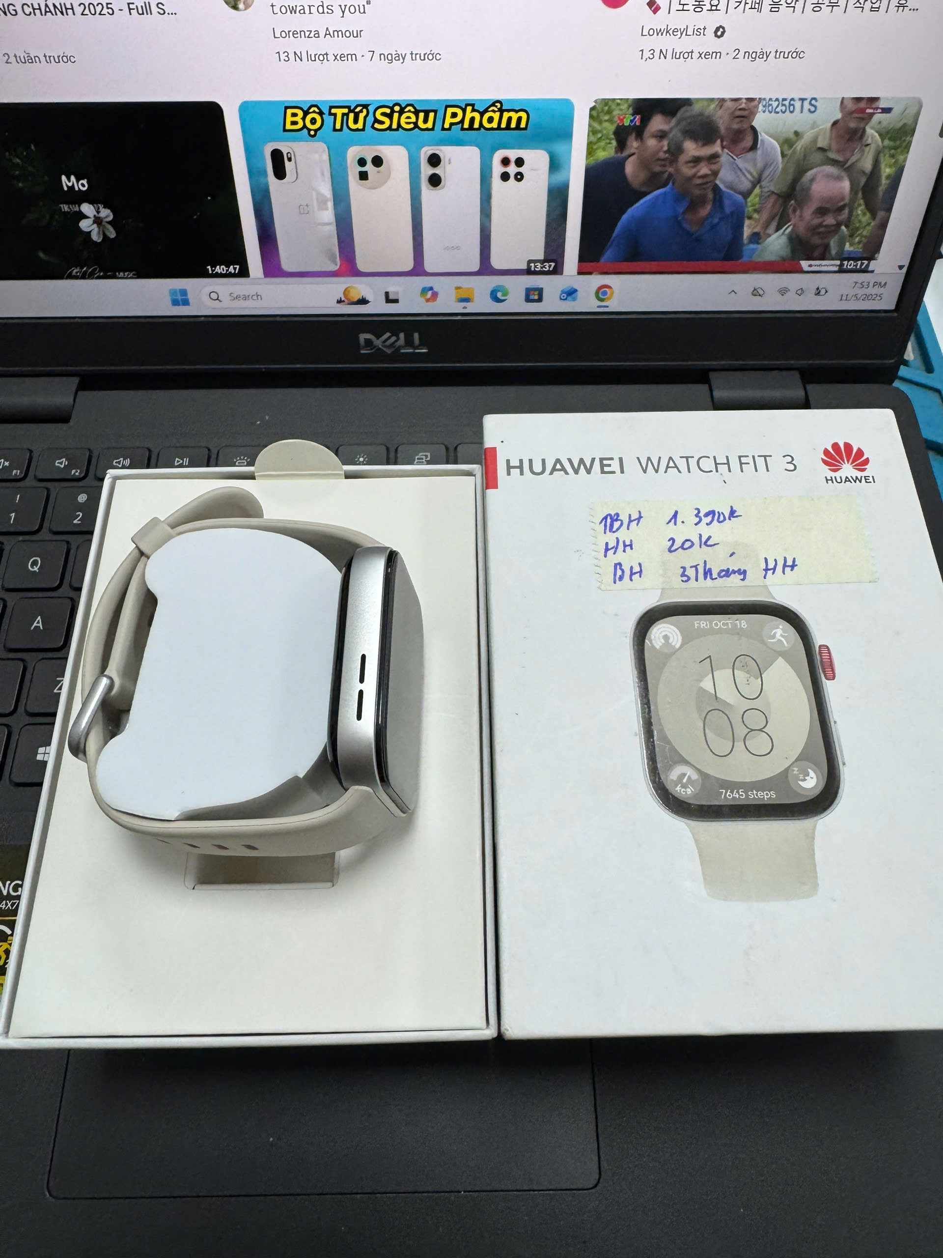 ĐỒNG HỒ THÔNG MINH (WATCH) HUAWEI SLO-B09 FIT 3/TRẮNG White ADU DEMO(6942103119873_DM) 
