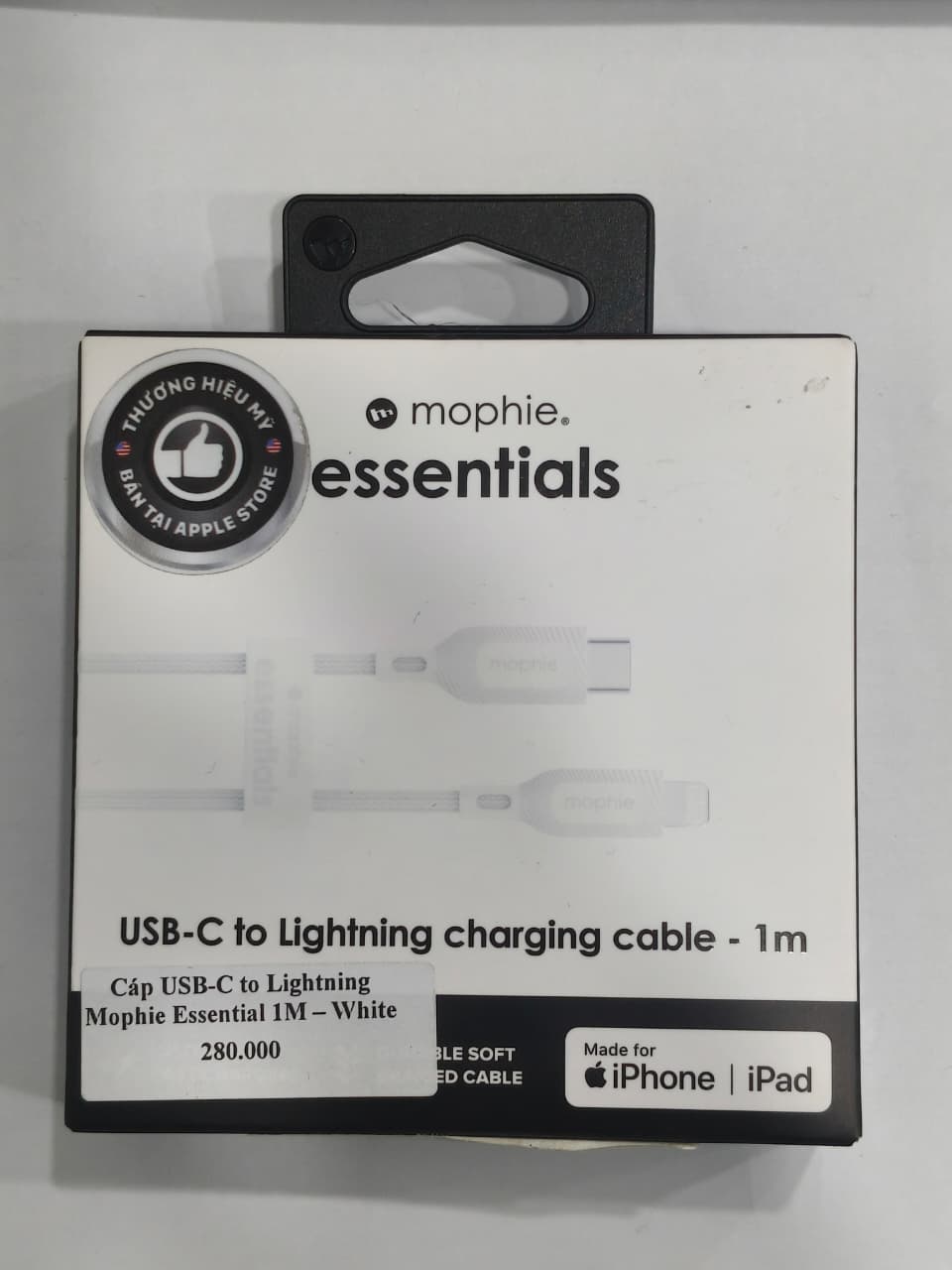 Cáp Mophie Essentials USB-C to Lightning 1M - Chính hãng TBH