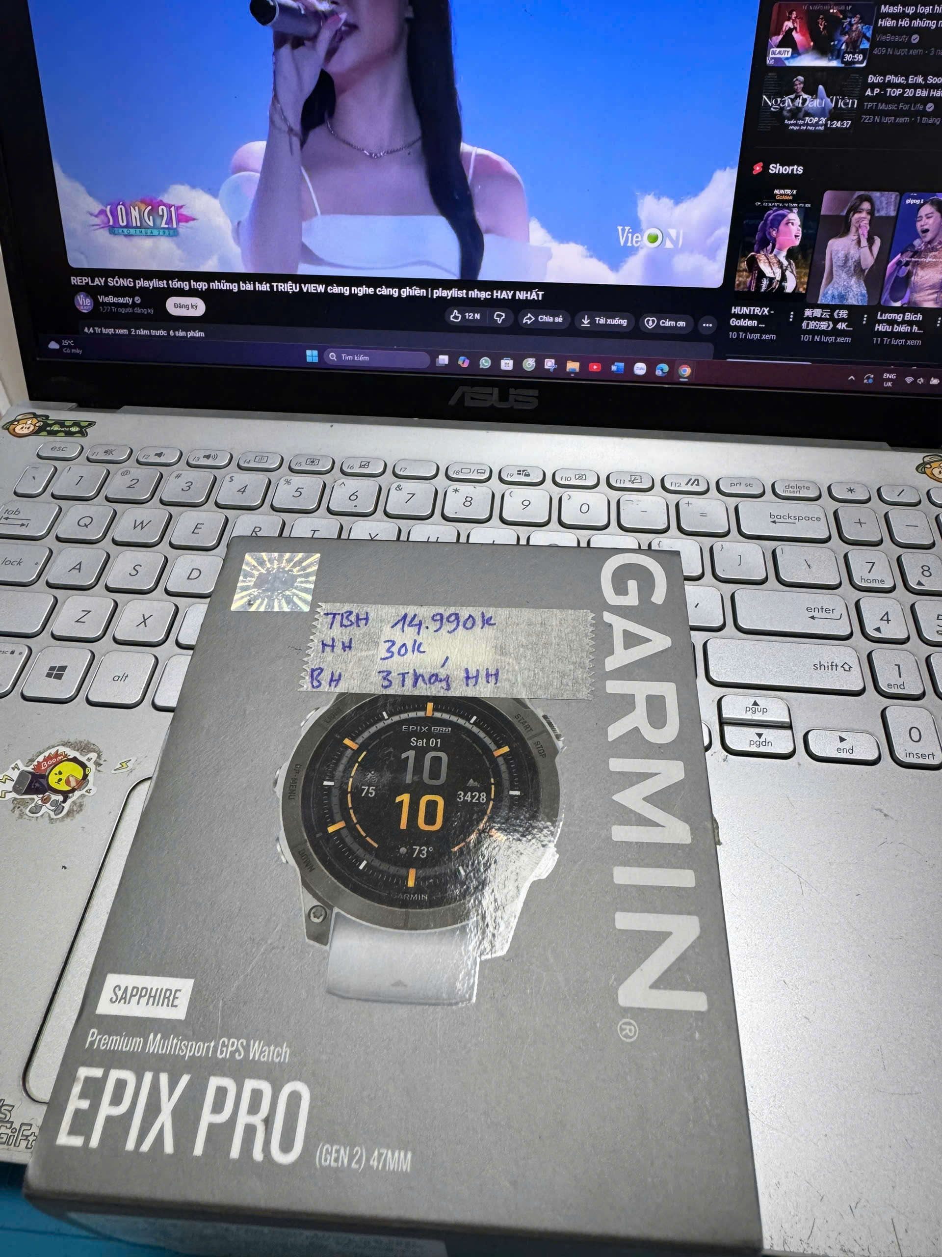 Đồng hồ Garmin EPIX PRO GEN2, 47mm, mặt kính Sapphire, Vỏ Xám Carbon DLC, viền Titanium, Dây Đen/Xám khói
