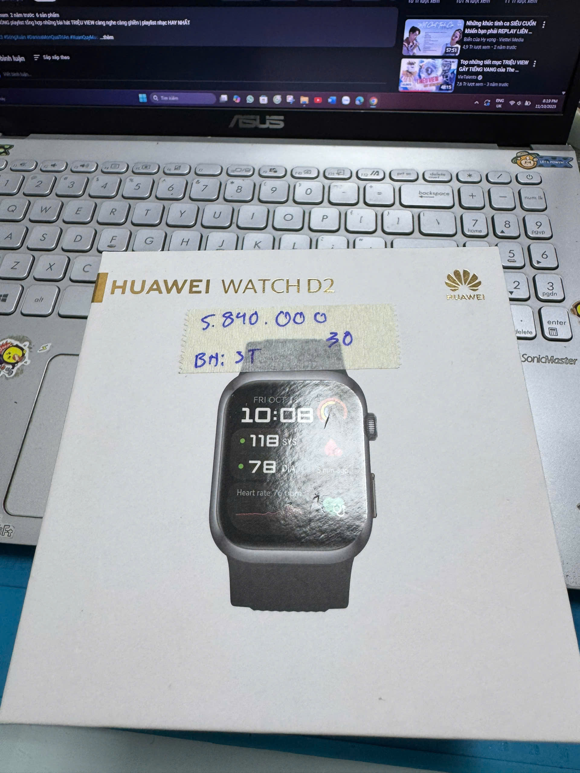 ĐỒNG HỒ THÔNG MINH(WATCH)HUAWEI LCA-B10 D2/DÂY Fluoroelastomer/ĐO HUYẾT ÁP/ĐEN