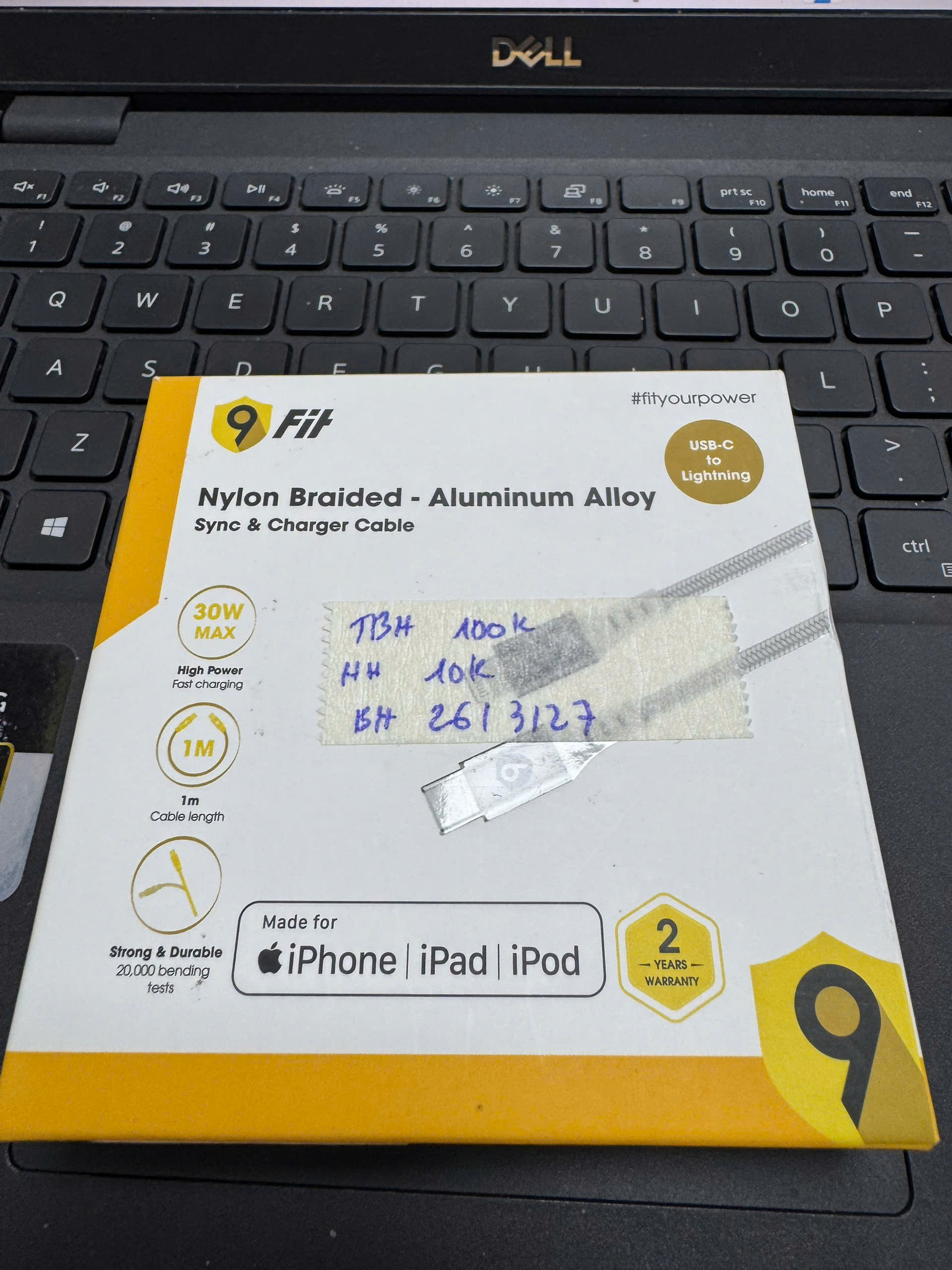 Cáp 9FIT USB-C to Lightning 1M White