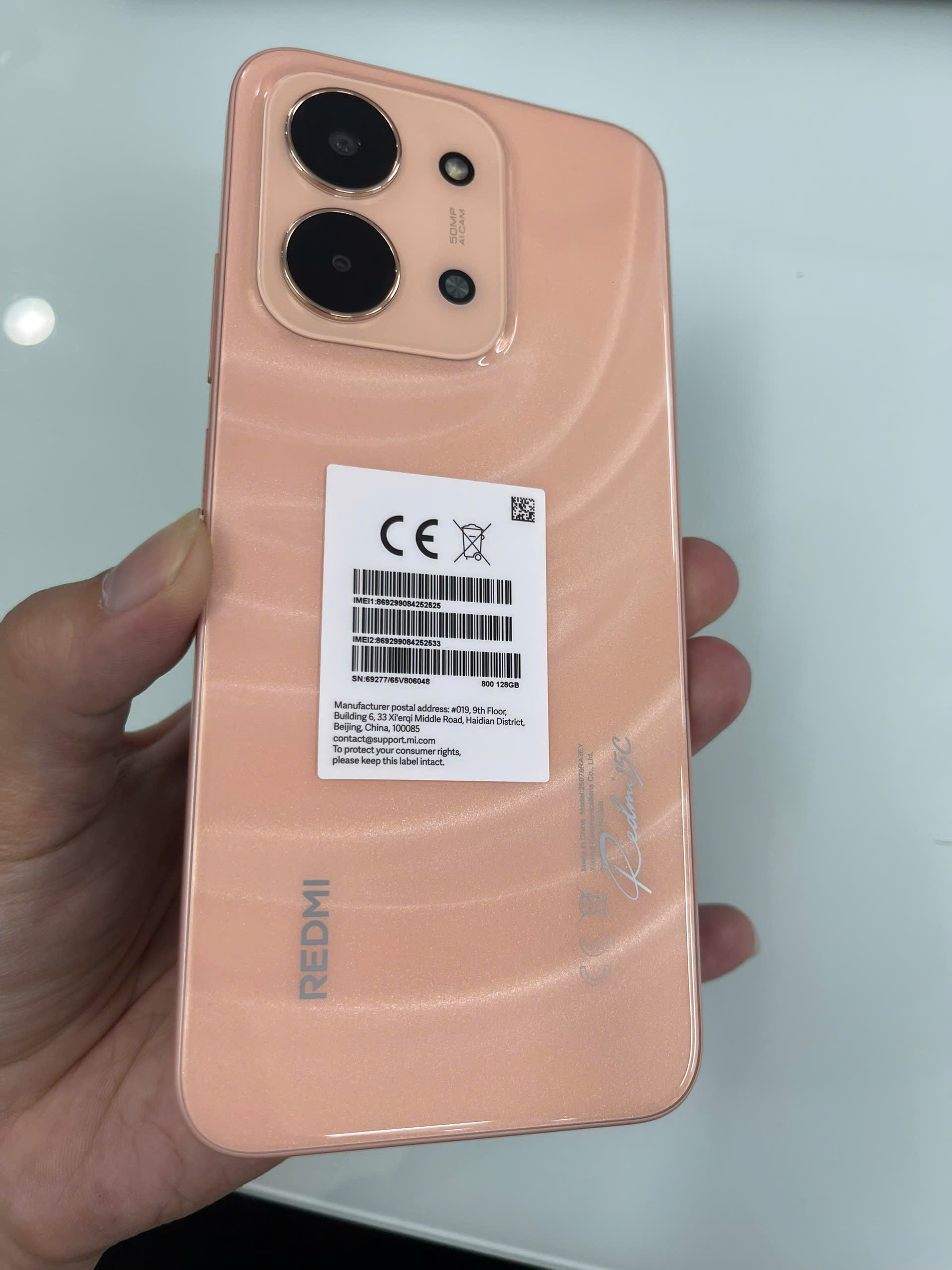 ĐIỆN THOẠI DI ĐỘNG (TEL) REDMI 15C 6.9"/MTK Helio G81 Ultra/4G/128G/50MP+QVGA/8MP/6000mAh (25078RA3EY)/CAM (6932554455880) - 869