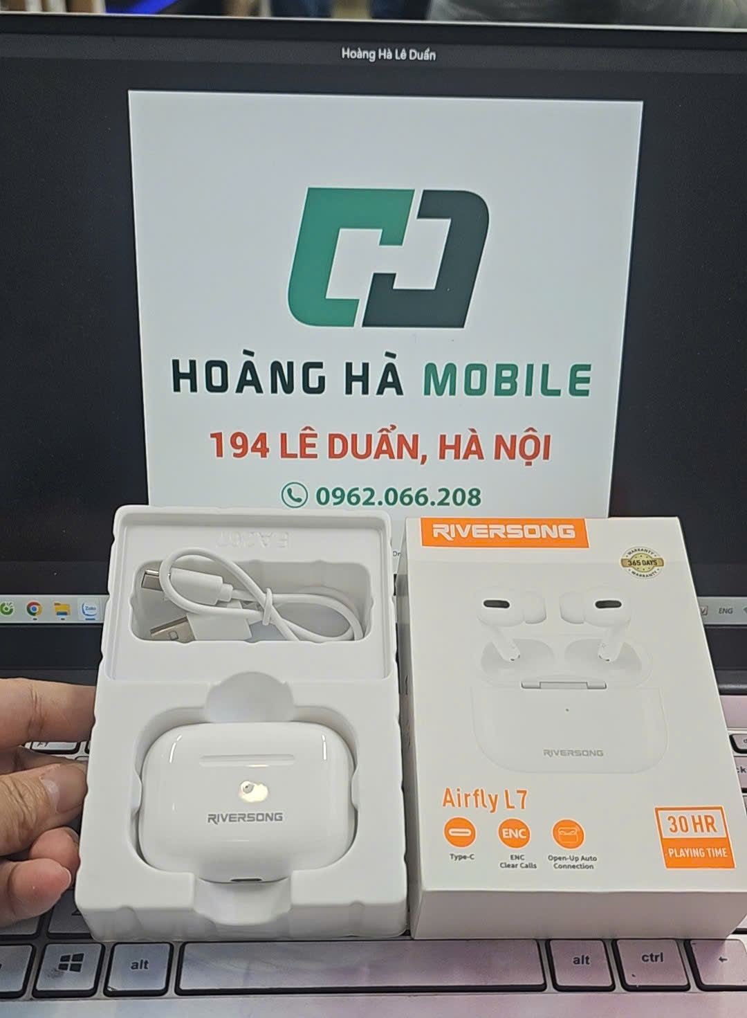 Tai nghe không dây Riversong Airfly L7 EA316, màu trắng -  Cũ