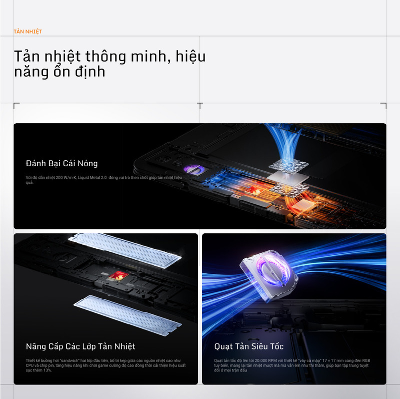 Kết nối và tản nhiệt mạnh mẽ.