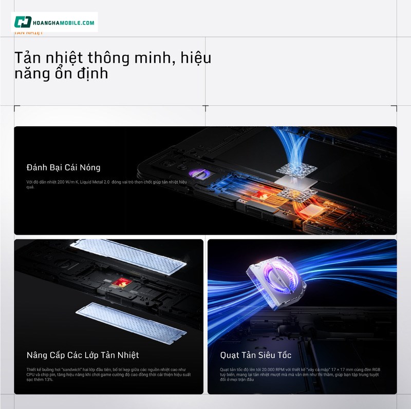 Kết nối và tản nhiệt mạnh mẽ. Kết nối và tản nhiệt mạnh mẽ.