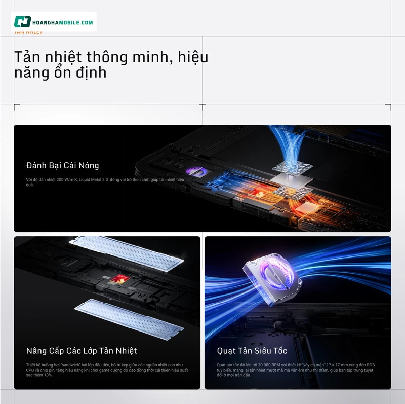 Kết nối và tản nhiệt mạnh mẽ. Kết nối và tản nhiệt mạnh mẽ.