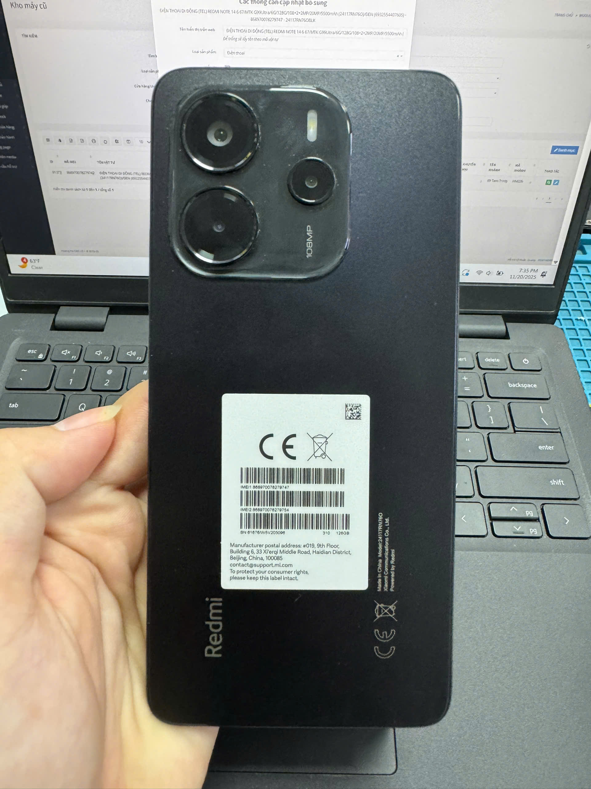 ĐIỆN THOẠI DI ĐỘNG (TEL) REDMI NOTE 14 6.67/MTK G99Ultra/6G/128G/108+2+2MP/20MP/5500mAh (24117RN76O)/ĐEN (6932554407605) - 86897