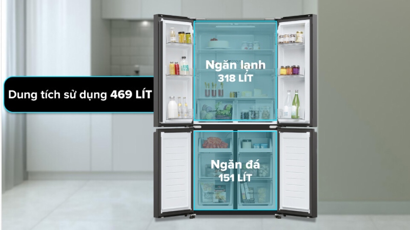Hệ thống ngăn đông thông minh rộng rãi.