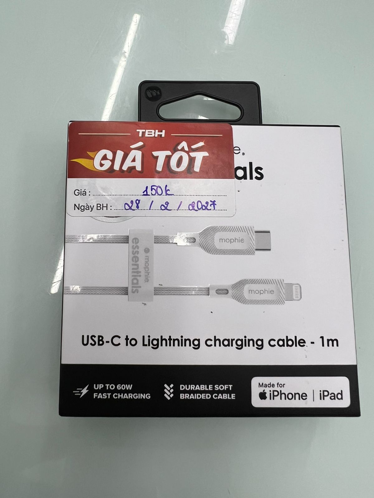 Cáp USB-C to Lightning Mophie Essential 1M - White
