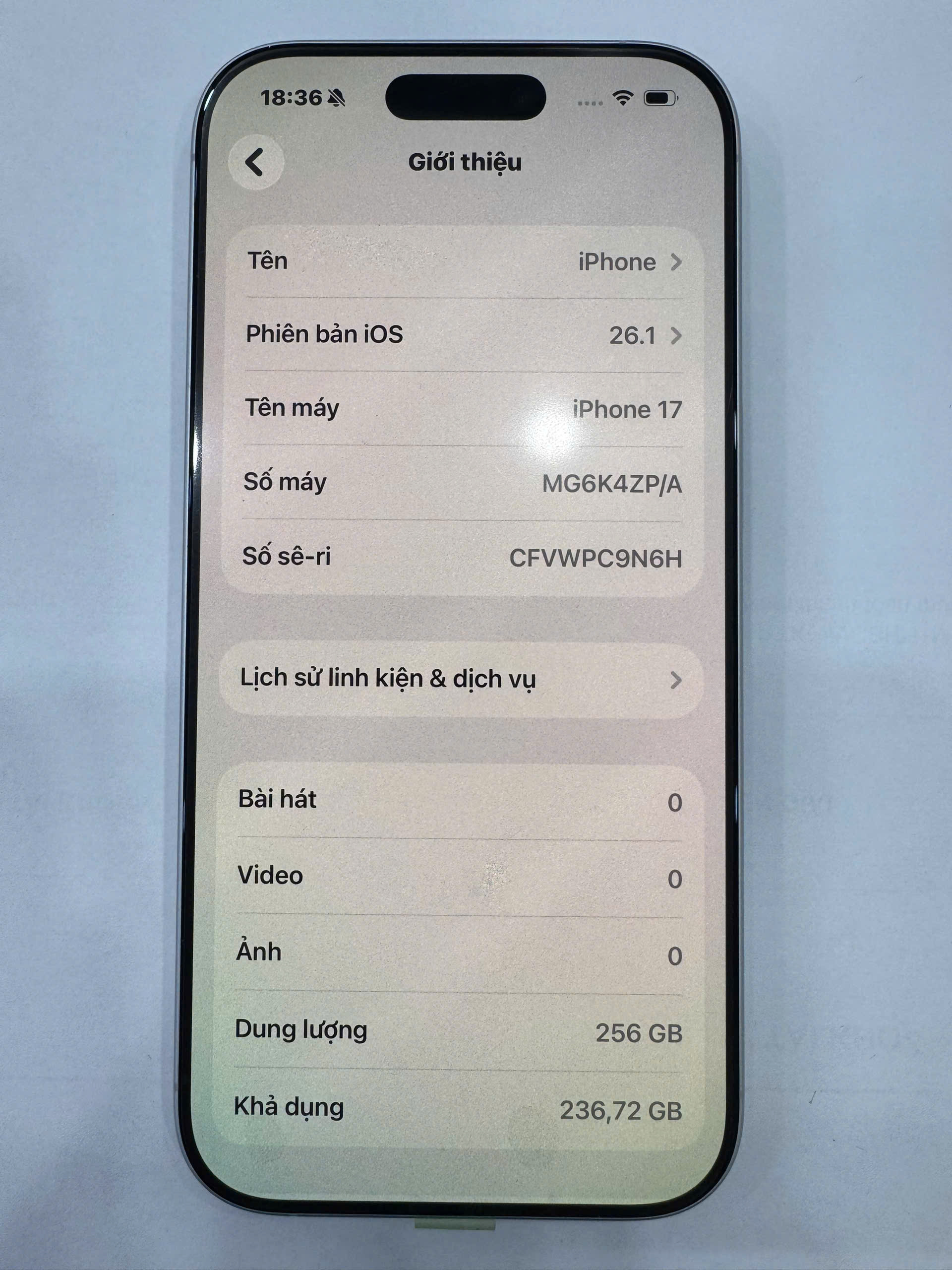 ĐTDĐ Apple iPhone 17 256GB White_MG6K4ZP/A - SCFVWPC9N6H - MG6K4ZP