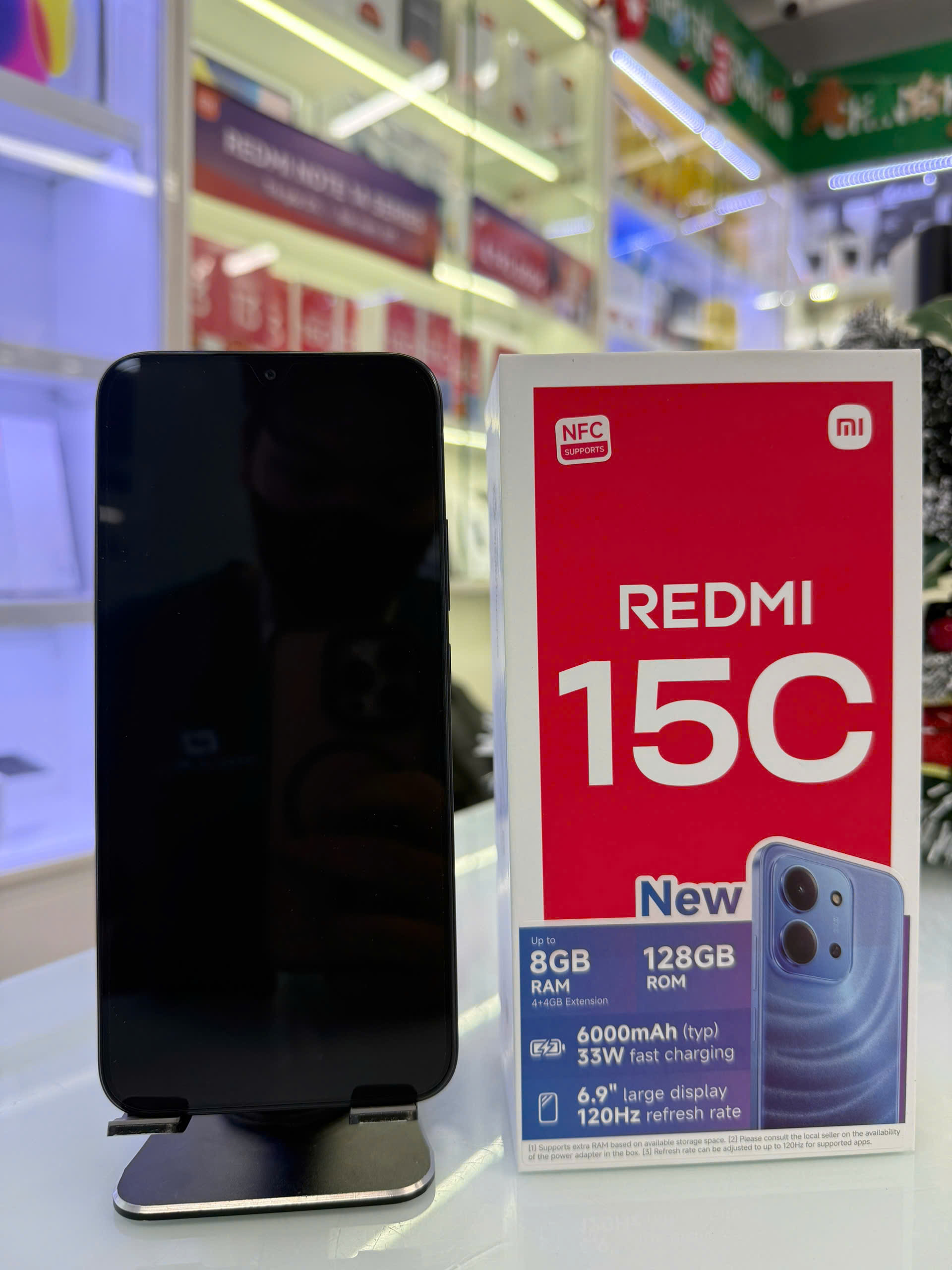 ĐIỆN THOẠI DI ĐỘNG (TEL) REDMI 15C 6.9"/MTK Helio G81 Ultra/4G/128G/50MP+QVGA/8MP/6000mAh (25078RA3EY)/ĐEN