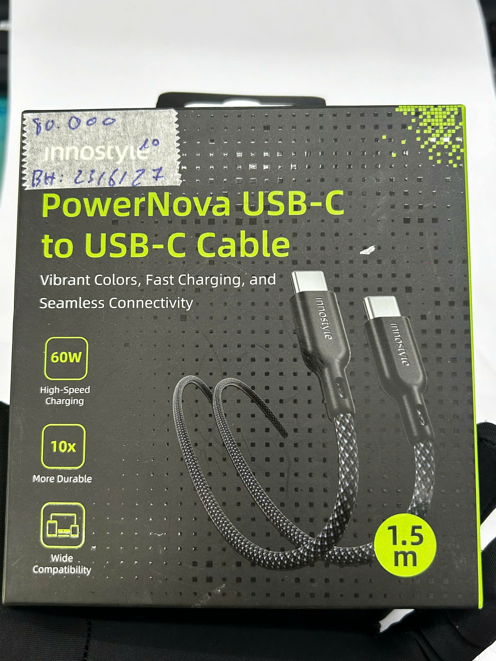 Cáp Innostyle Powernova Usb-C To Usb-C 1.5M 60W Black (ICC150BLK) - BGHY0Q321 - ICC150BLK