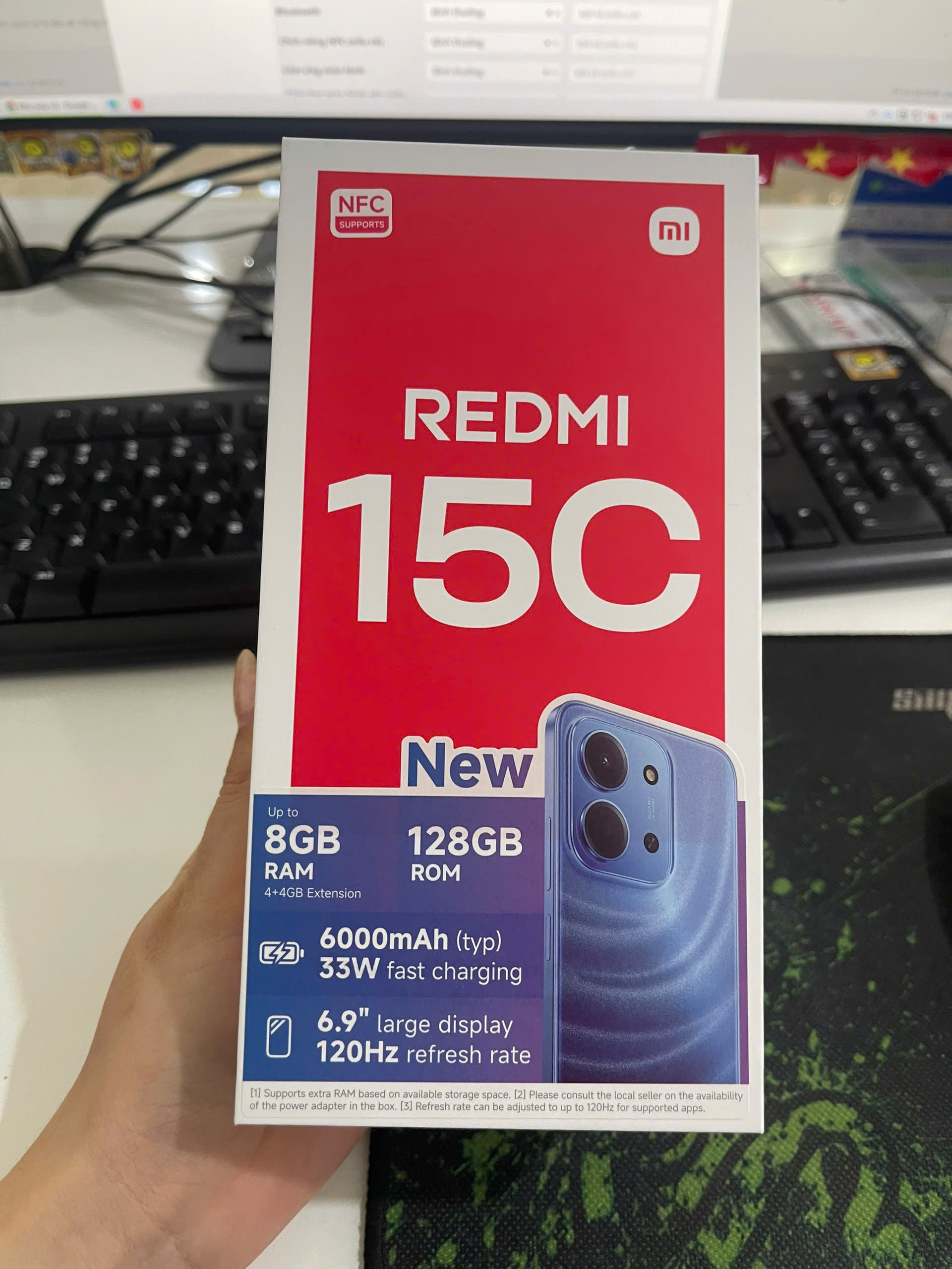 ĐIỆN THOẠI DI ĐỘNG (TEL) REDMI 15C 6.9"/MTK Helio G81 Ultra/4G/128G/50MP+QVGA/8MP/6000mAh (25078RA3EY)/ĐEN (6932554446833) - 864