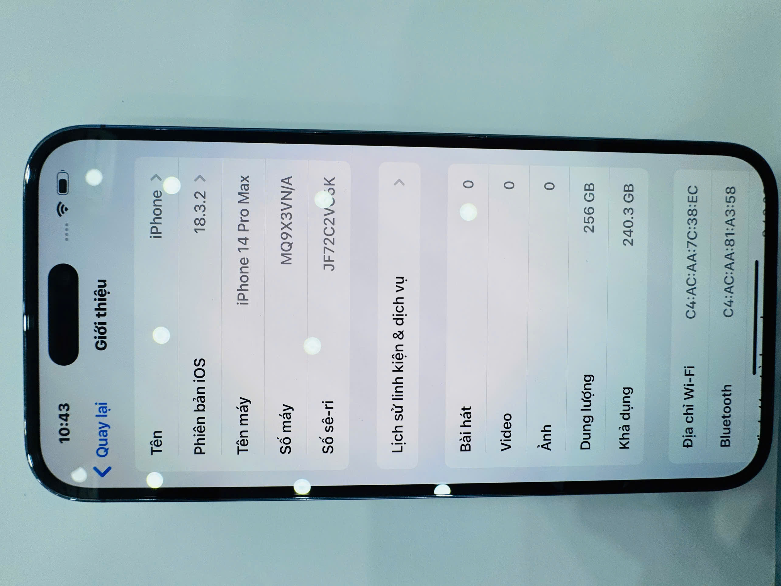 ĐTDĐ Apple iPhone 14 Pro Max 256GB Deep Purple_MQ9X3VN/A - 358686329793388 - MQ9X3VN