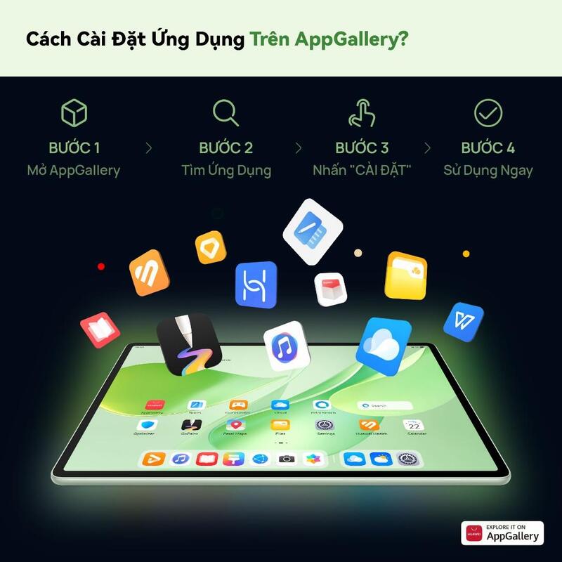 Trải nghiệm hệ sinh thái thông minh với AppGallery trên máy tính bảng MatePad 12 X