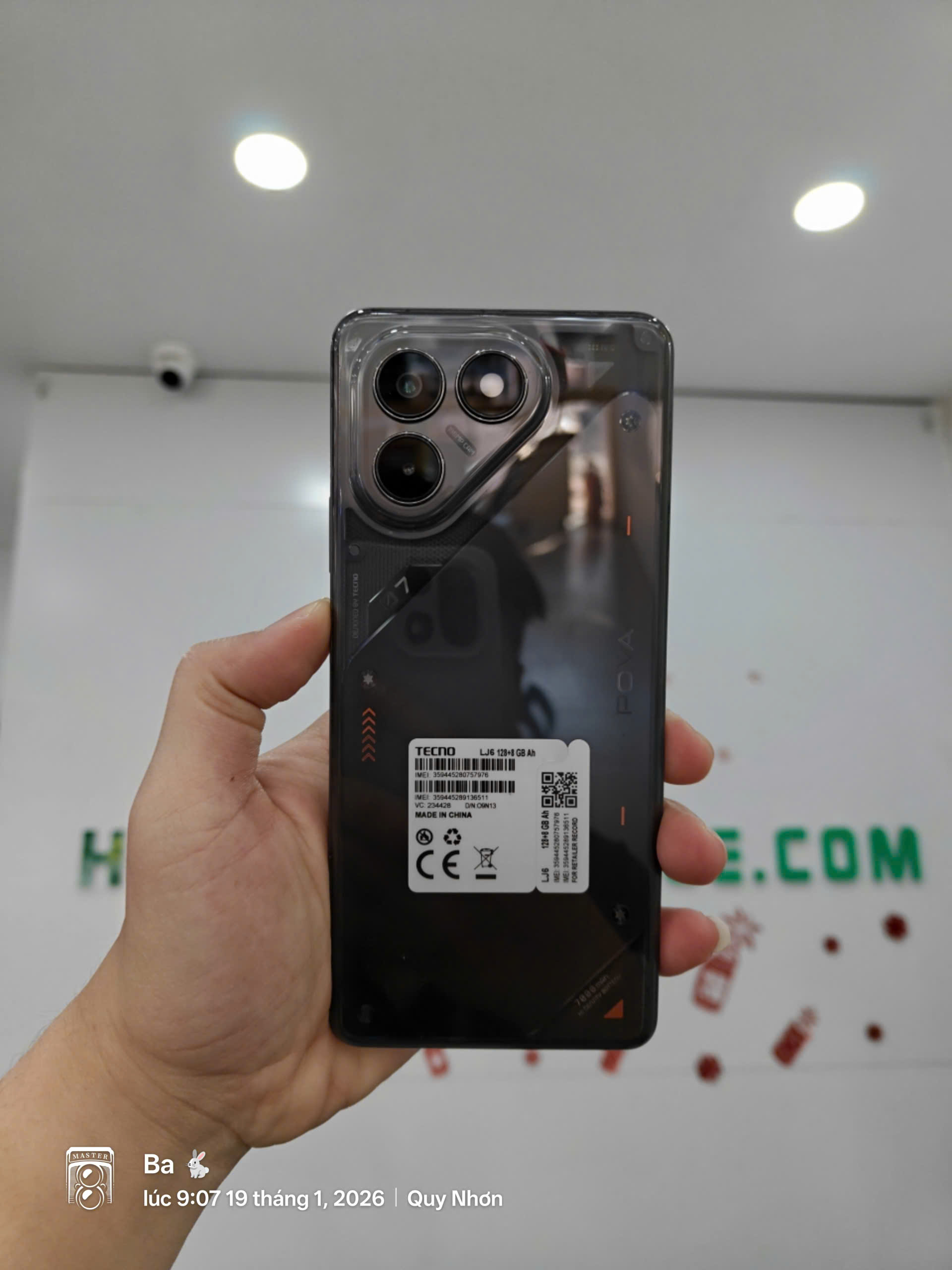 Điện thoại di động Tecno LJ6 (Tecno Pova 7) 128+8, màu Đen Siêu Bền