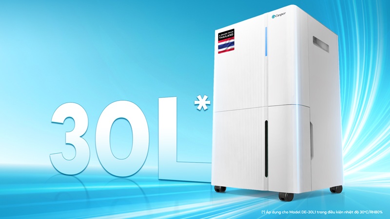 Công suất hút ẩm mạnh mẽ lên tới 30L.
