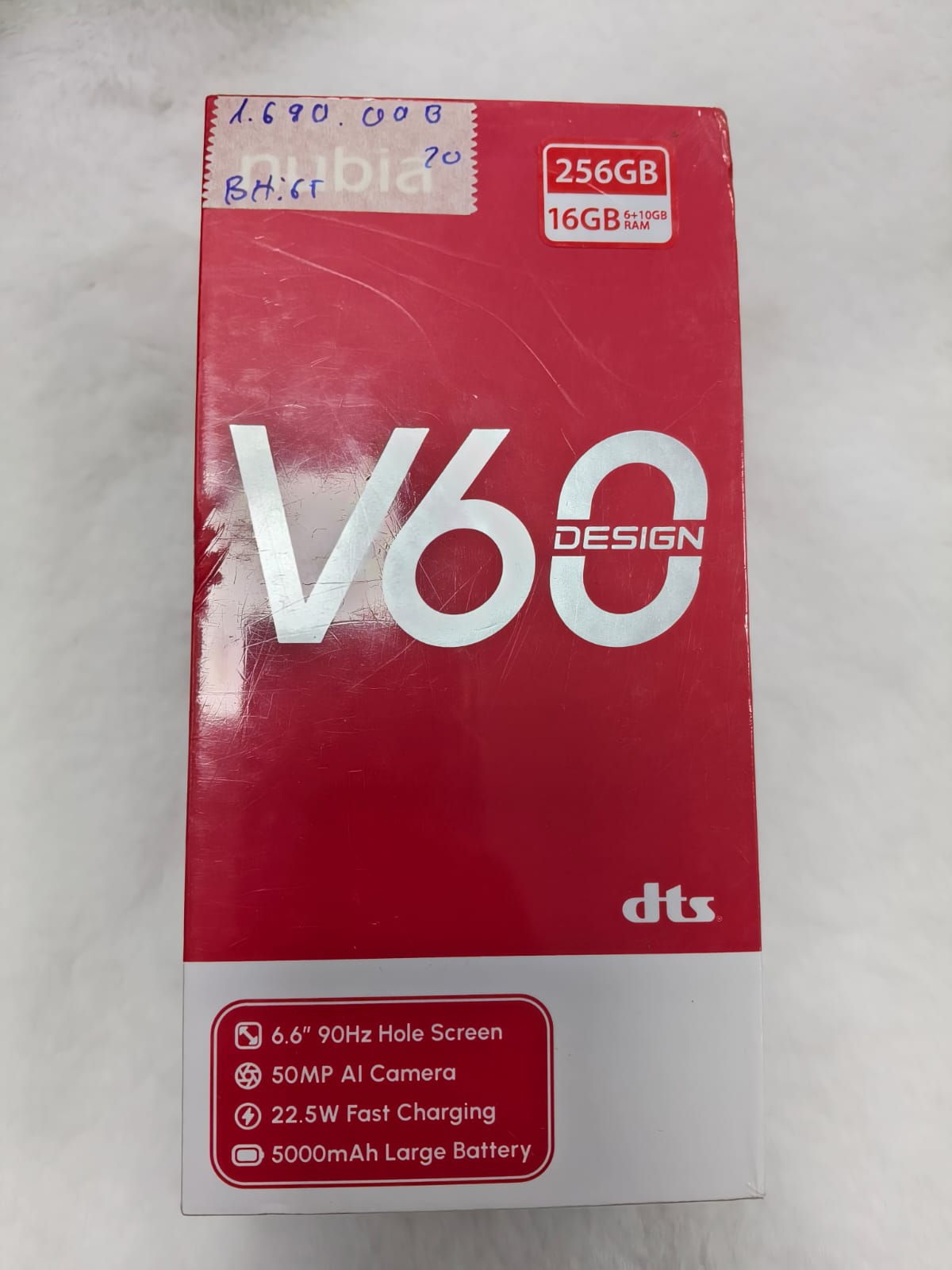 ĐIỆN THOẠI DI ĐỘNG (TEL) NUBIA V60 DESIGN 6.6/Unisoc T606/6G/256G/50MP+2MP+Al/8MP/5000mAh (Z2350)/XANH DƯƠNG DEMO