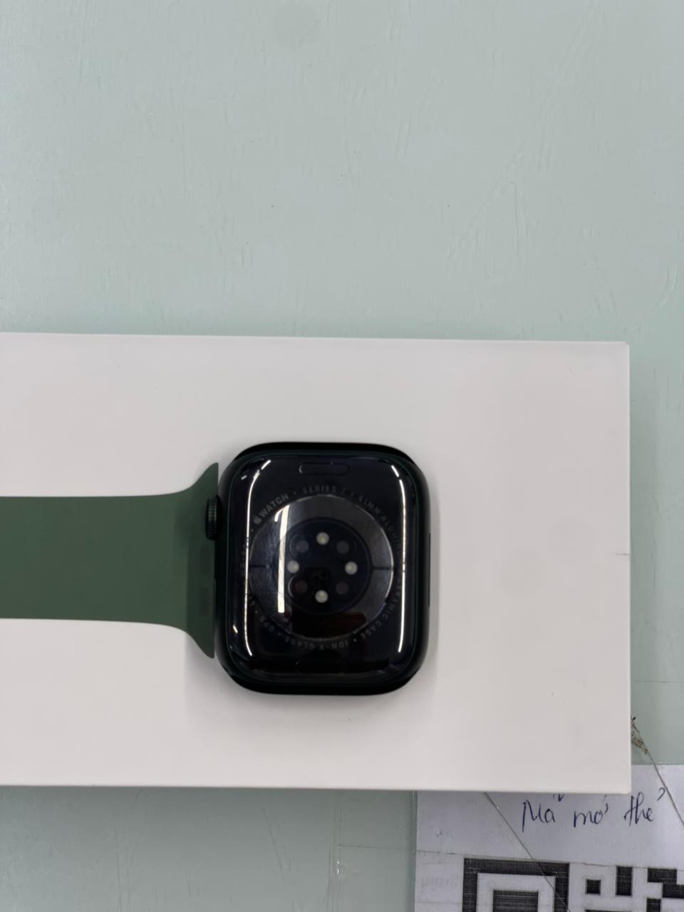 Apple Watch Series 7 GPS + Cellular, 41mm Green Aluminium Case with Clover Sport Band - Regular,