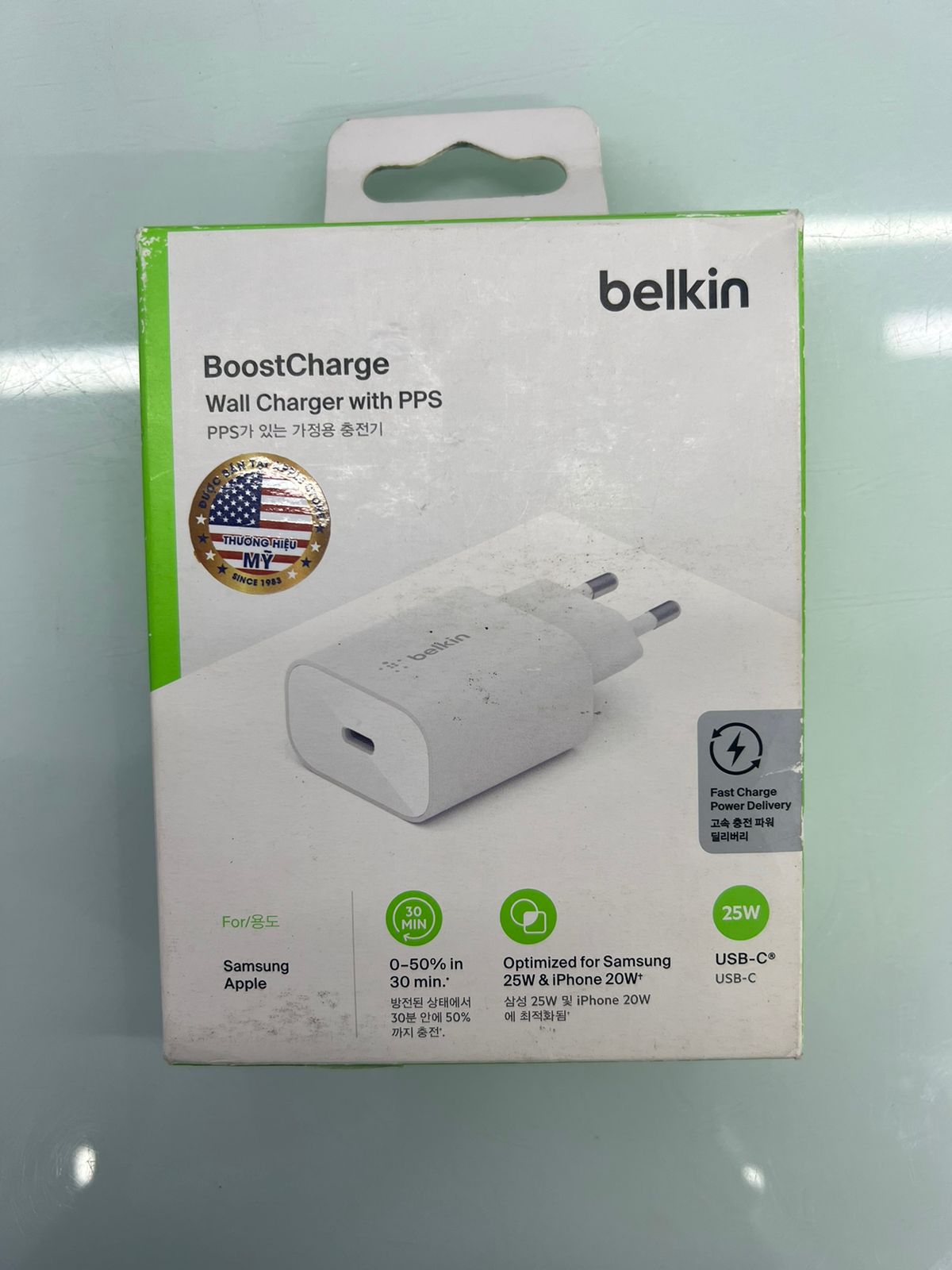 Adapter sạc nhanh 25W USB-C PD Wall Charger Belkin - màu trắng
