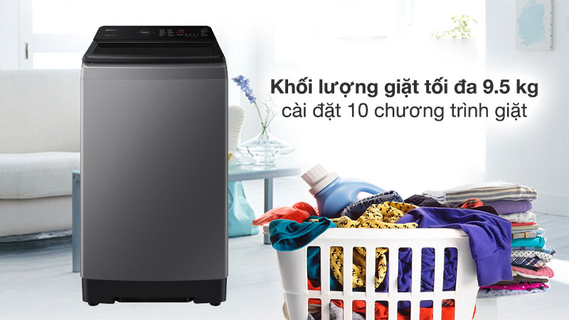 Khối lượng giặt tối đa 9.5kg.