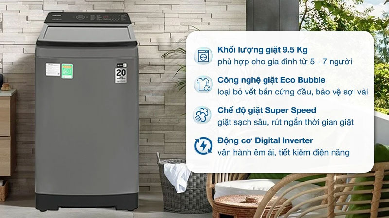 Mua máy giặt Samsung Inverter WA95CG4545BDSV.