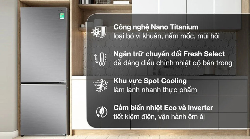 Tủ lạnh Hitachi Inverter R-B330PGV8 BSL giá tốt.