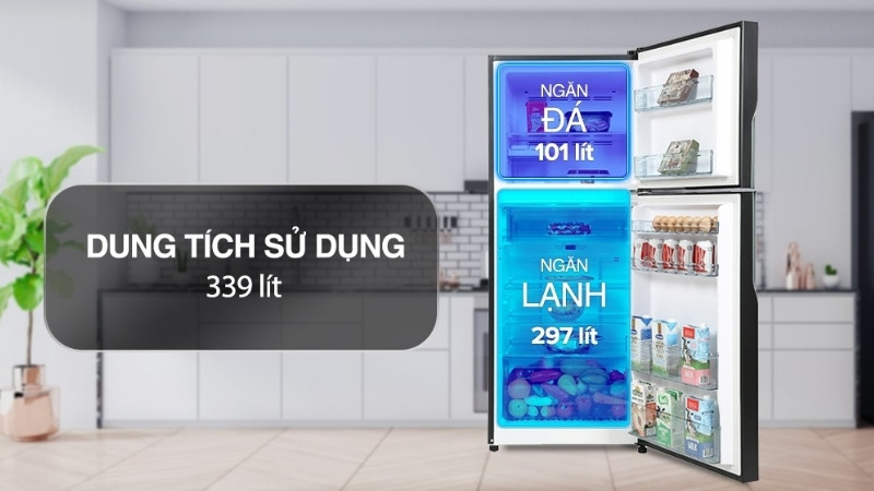 Dung tích sử dụng 339 lít.