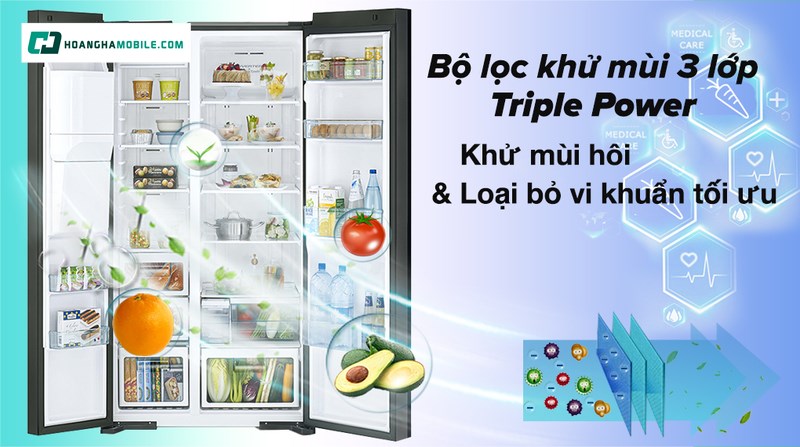Bộ lọc khử mùi 3 lớp Triple Power khử mùi. Bộ lọc khử mùi 3 lớp Triple Power khử mùi.