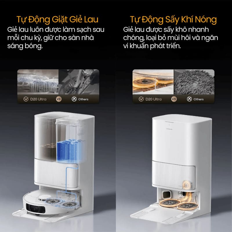 Trạm sạc đa năng PowerDock là điểm nâng cấp đáng giá, giúp robot Dreame D20 Ultra vận hành gần như tự động hoàn toàn