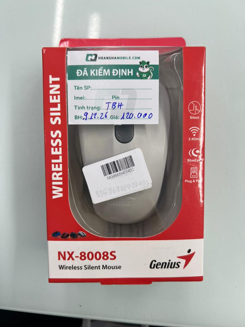 Chuột không dây Silent NX-8008S màu trắng Genius - 33G96839400432 - NX8008SW